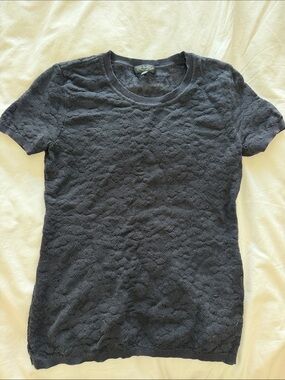 rag & bone Black Short-Sleeve Sheer Textured Crew Tee